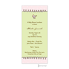 : Curly Border Pastel Pink & Lime Invitation