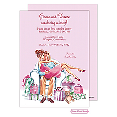 : Kisses For Baby (Pink/Brunette) Invitation