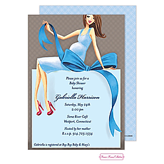 : Expecting A Big Gift (Blue/Brunette) Invitation