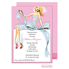 Bridal shower invitation: Beautiful Bride With Bow (Blonde) Invitation