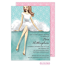 Bridal shower invitation: Lovely White Dress Brunette Invitation